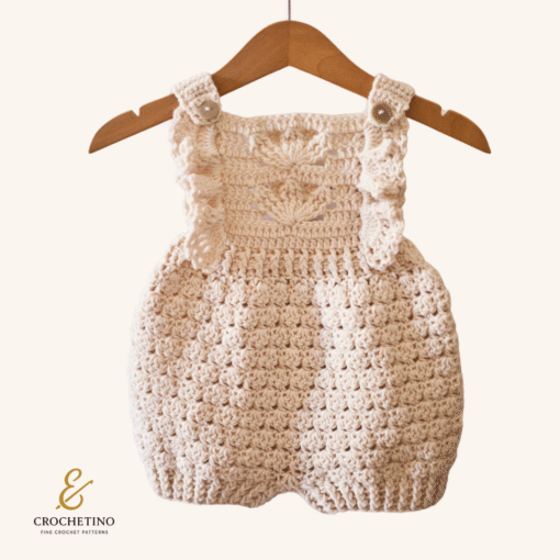 👶 Crochet Pattern – White Lily Romper (PDF Download)