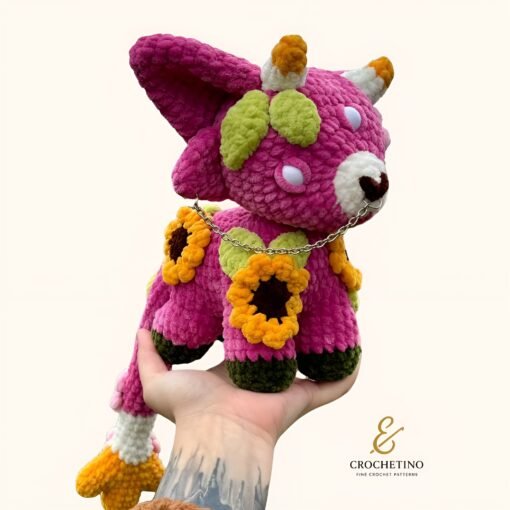 Pink Floral Monster – Amigurumi Crochet Pattern (PDF)